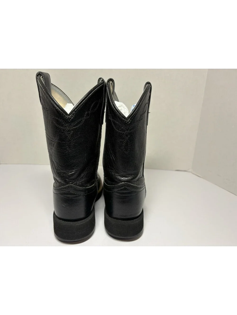 Old West Boots Women 6 Black Leather Western Round Toe B4102 Roper